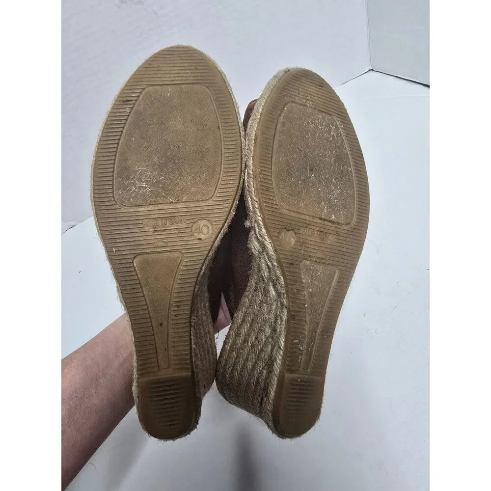 Anthropologie Gaimo Brown Leather Espadrille Wedge Sandals